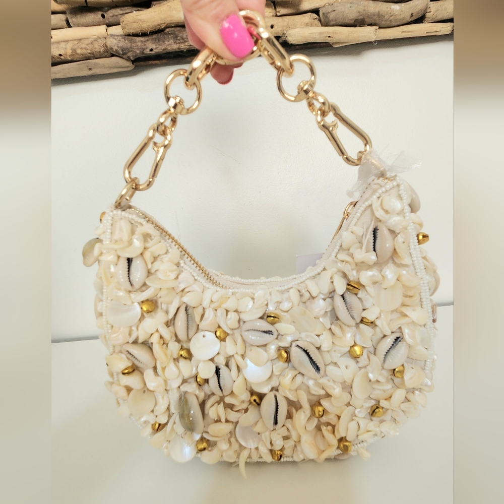 NWT Viral Tiktok Seashell Shell Beaded Small Handbag Bridal Shower Wedding